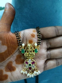 2 Lines Black Beads With Gold Copy Pendant 