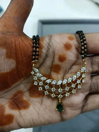 2 Lines Black Beads With Diamond Copy Pendant And Earrings 