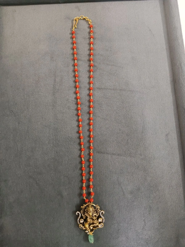 Coral Chain With Ganesh Pendant 