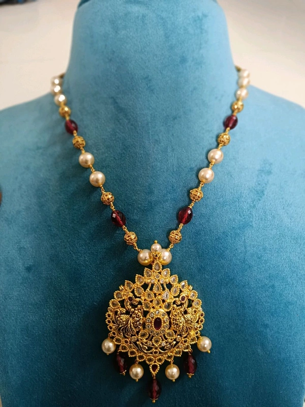 Peacock Pendant With Cz's  - Red
