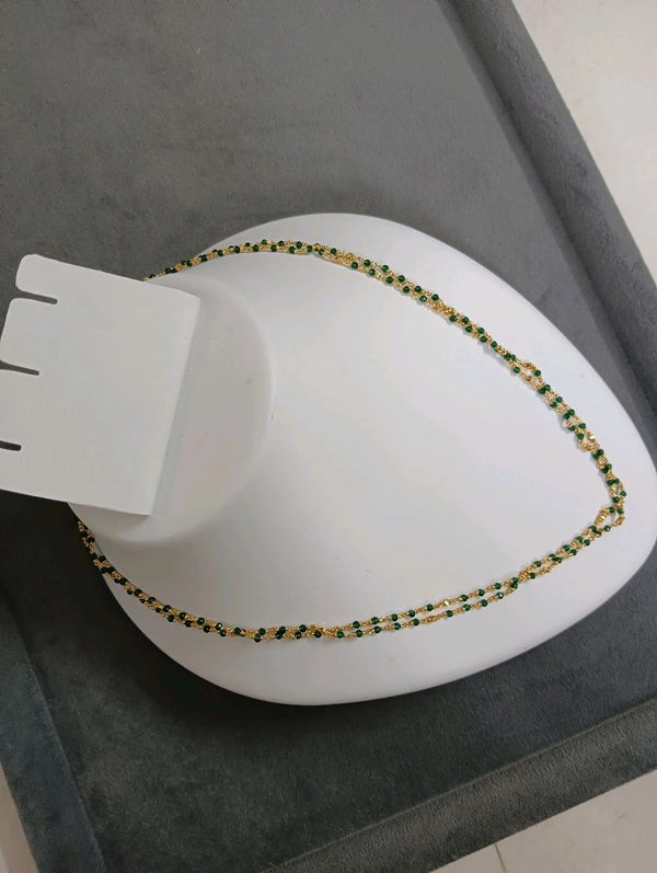 Black Beads 2 Lines  - Green