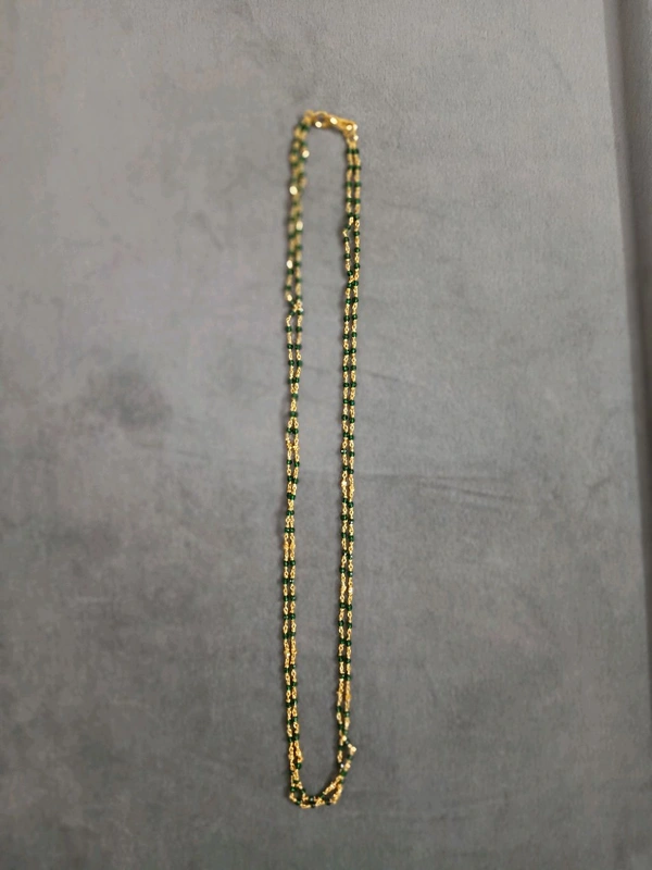 Black Beads 2 Lines  - Green