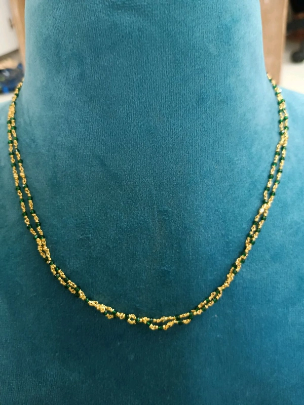 Black Beads 2 Lines  - Green
