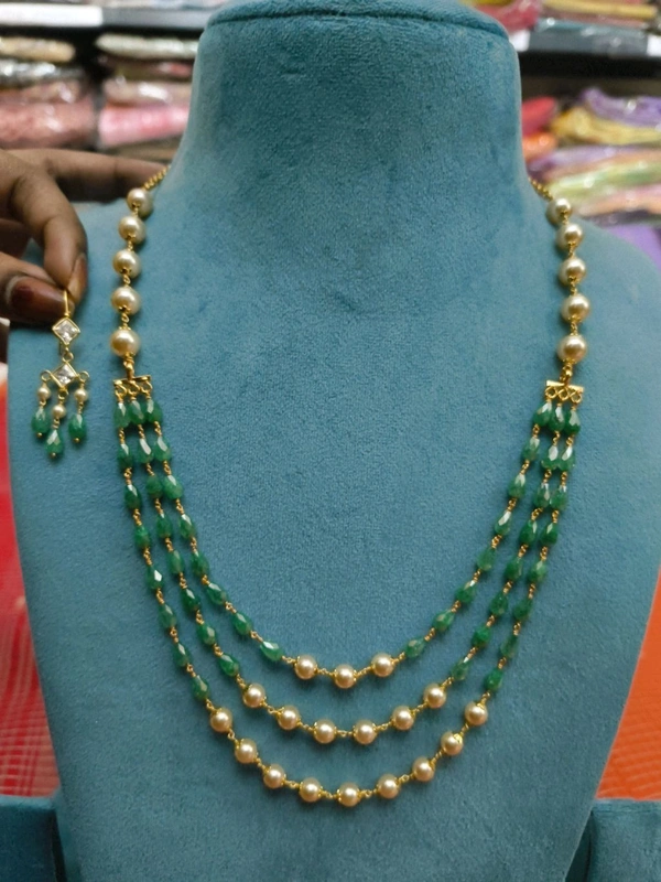 Manulu Vt Cz Combination Chain With Earrings  - Green, 1 WEEK DISPACH TIME, HD