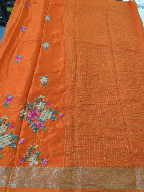 Pure Chinnon Embroidery  - orange