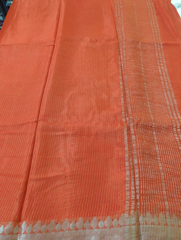 Pure Chinnon With Bandhej Blouse - orange