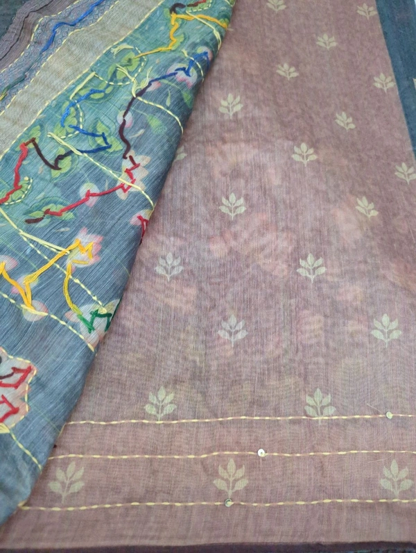 Soft Chanderi Kantha - gray