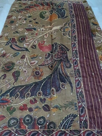 Soft Chanderi With Kantha Work  - Olive