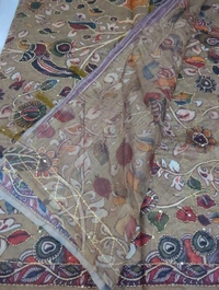 Soft Chanderi With Kantha Work  - Olive