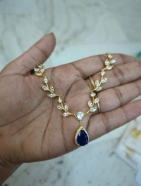 Simple Stylish Chain With Earring  - Blue