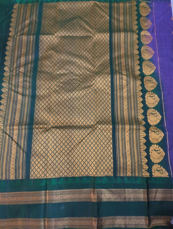 Pure Handloom Gadwal Pattu - Fuchsia Blue