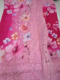 Pure Georgette Embroidery  - pink