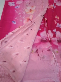 Pure Georgette Embroidery  - pink