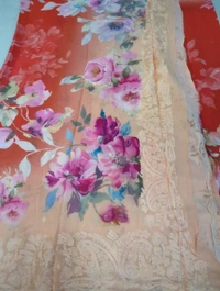 Pure Georgette Embroidery  - orange