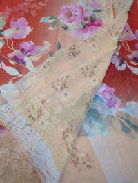 Pure Georgette Embroidery  - orange