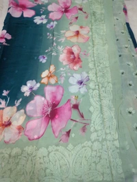 Pure Georgette Embroidery  - teal