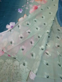 Pure Georgette Embroidery  - teal