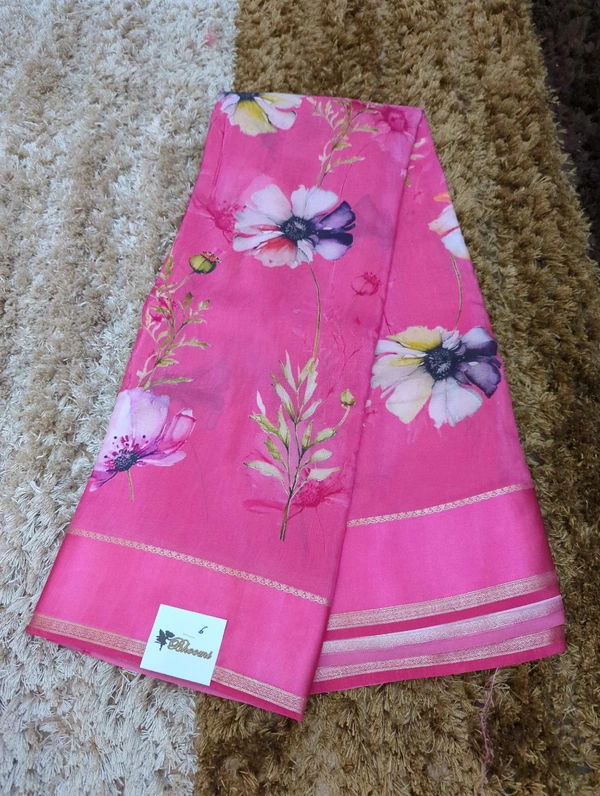 Pure Crepe With Satin Border  - Pink Flamingo 6