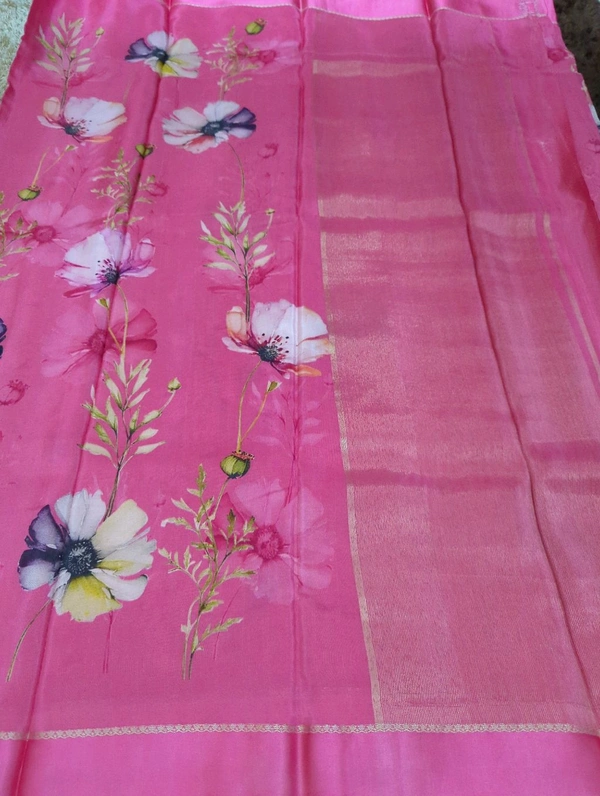 Pure Crepe With Satin Border  - Pink Flamingo 6