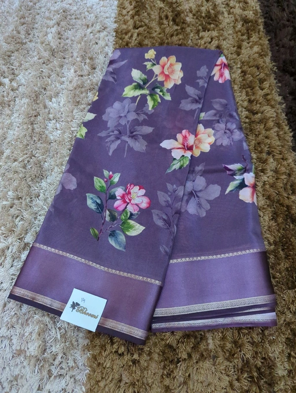 Pure Crepe With Satin Border  - Fuchsia Blue 14