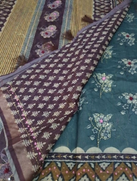 Soft Chanderi Kantha Work - Gray