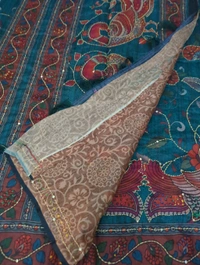 Soft Chanderi Kantha Work - teal
