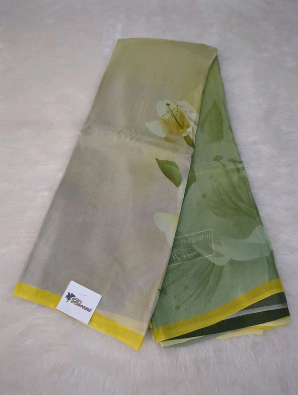 Pure Crepe With Digital  - Silver and yellow