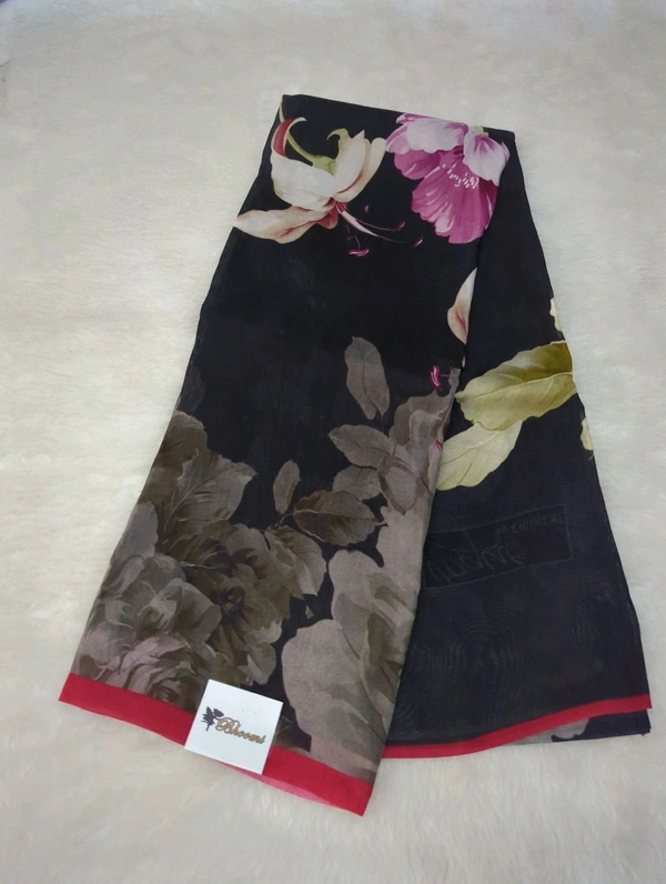 Pure Crepe With Digital  - Black