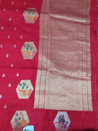 Mango Silk With Satin Boarder  - Red