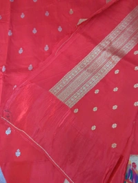 Mango Silk With Satin Boarder  - Red