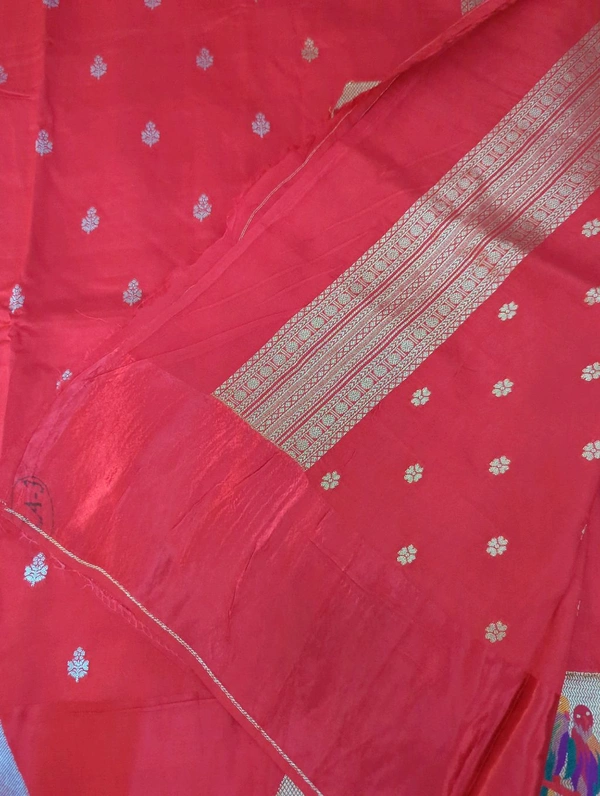 Mango Silk With Satin Boarder  - Red