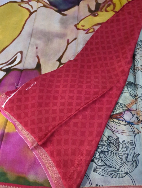 Pure Crepe With Digital  - Maroon