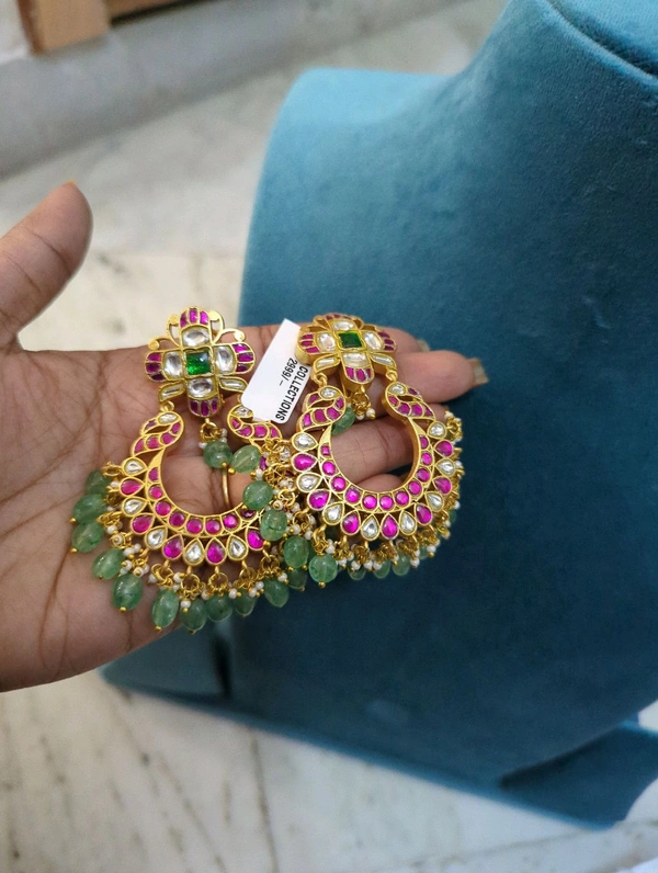 Premium Jadua Kundan Chand Bali - Vz