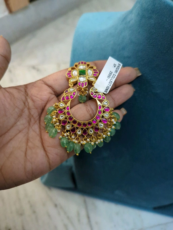 Premium Jadua Kundan Chand Bali - Vz