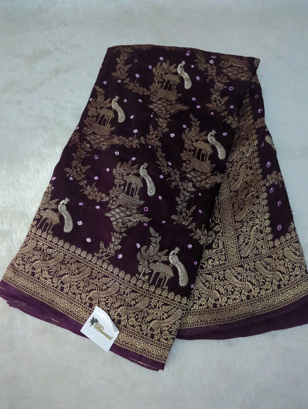 Pure Chiniya Bandini All Over Weaving  - purple