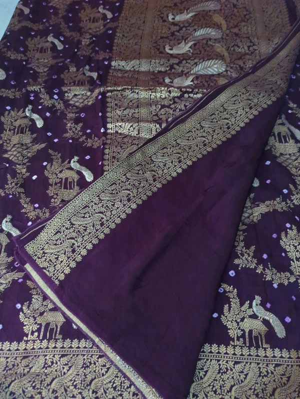 Pure Chiniya Bandini All Over Weaving  - purple