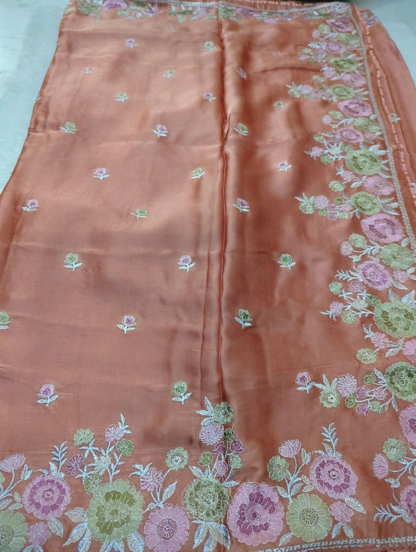 Pure Mushru Embroidery  - Web Orange