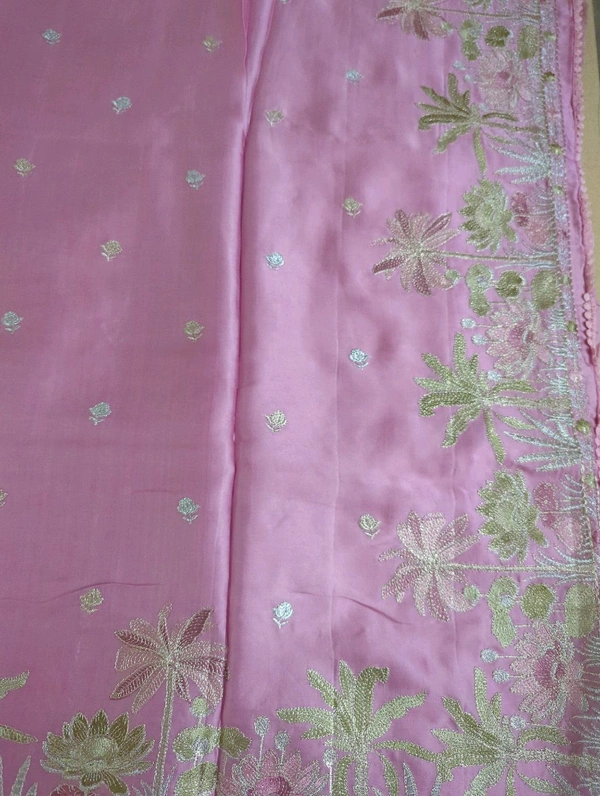 Pure Mushru Embroidery  - Lavender Rose