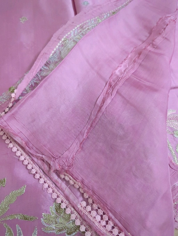 Pure Mushru Embroidery  - Lavender Rose