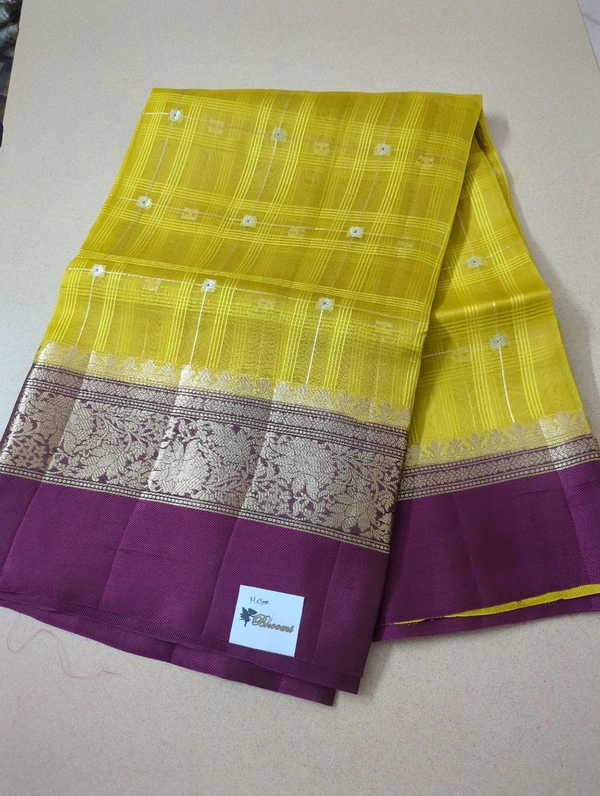 Pure Handloom Organza With Pure Raw Mango Blouse  - Maroon
