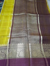 Pure Handloom Organza With Pure Raw Mango Blouse  - Maroon
