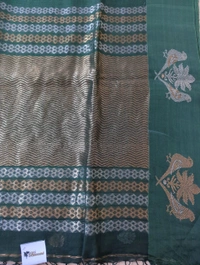 Pure Handloom Muslin Kora - green