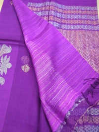Pure Handloom Muslin Kora - purple