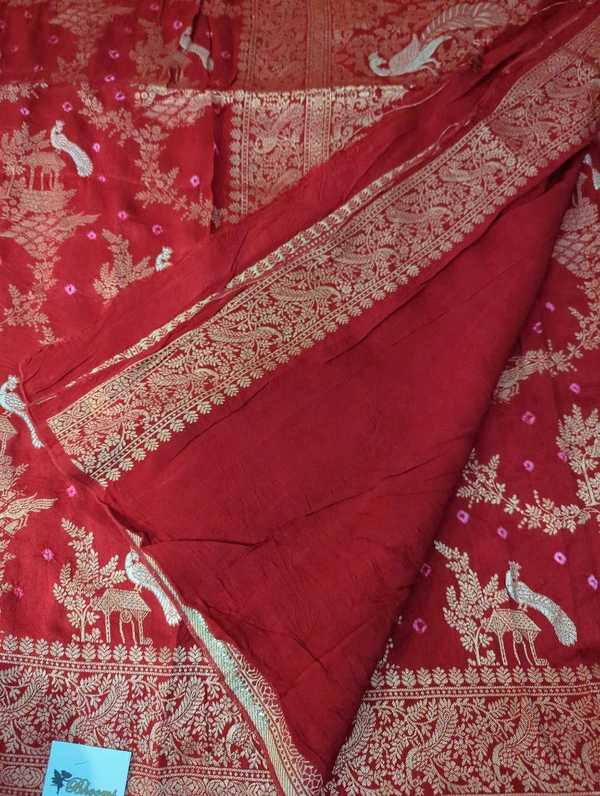 Pure Chiniya Bandini All Over Weaving  - Red