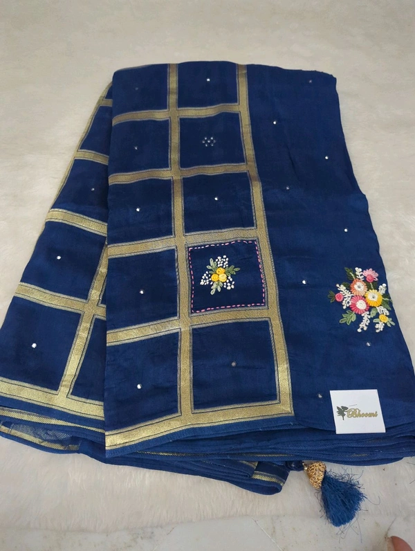 Pure Crepe Designer  - Dark Blue
