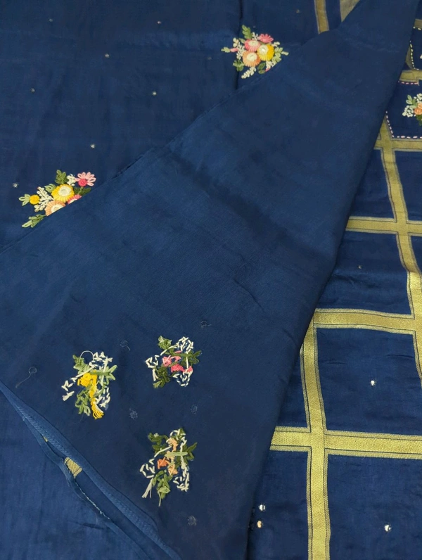 Pure Crepe Designer  - Dark Blue