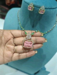 Black Diamonds With Diamond Copy Pendant Set - Pink, Vz