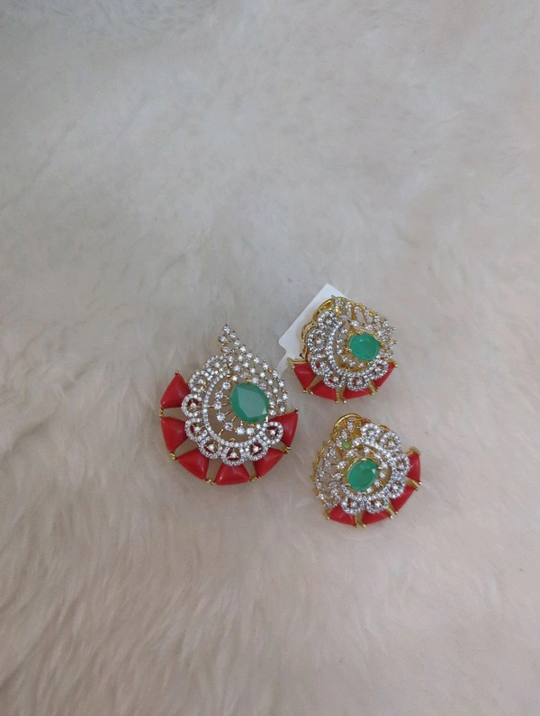 Designer Diamond Copy Pendant Set  - Vz