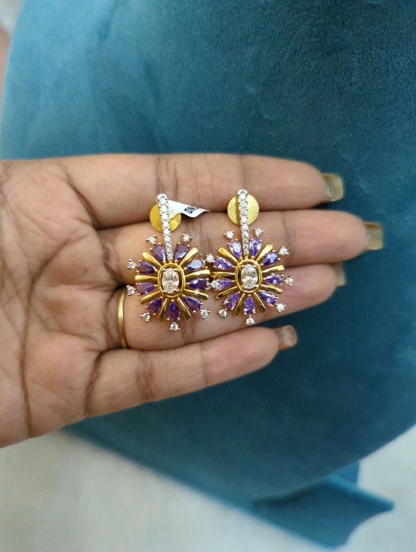 Diamond Copy Earrings  - Vz, Electric Violet