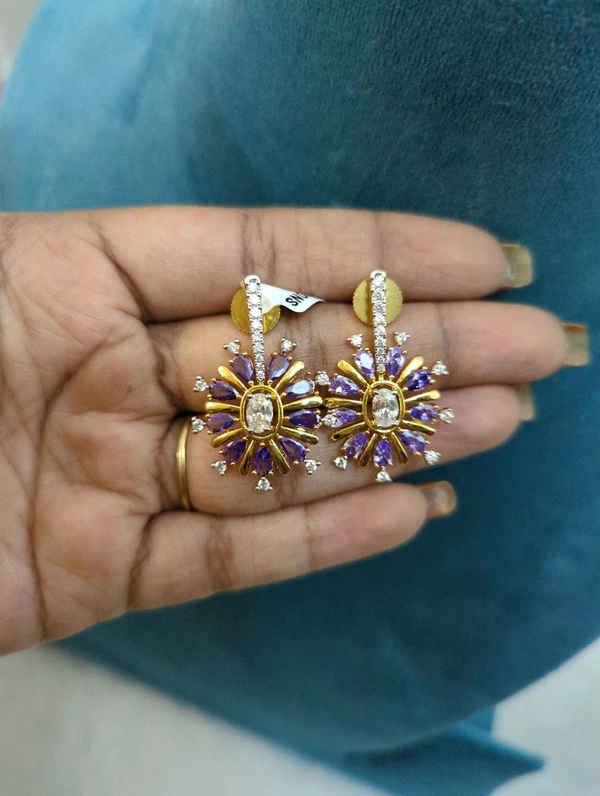 Diamond Copy Earrings  - Vz, Electric Violet